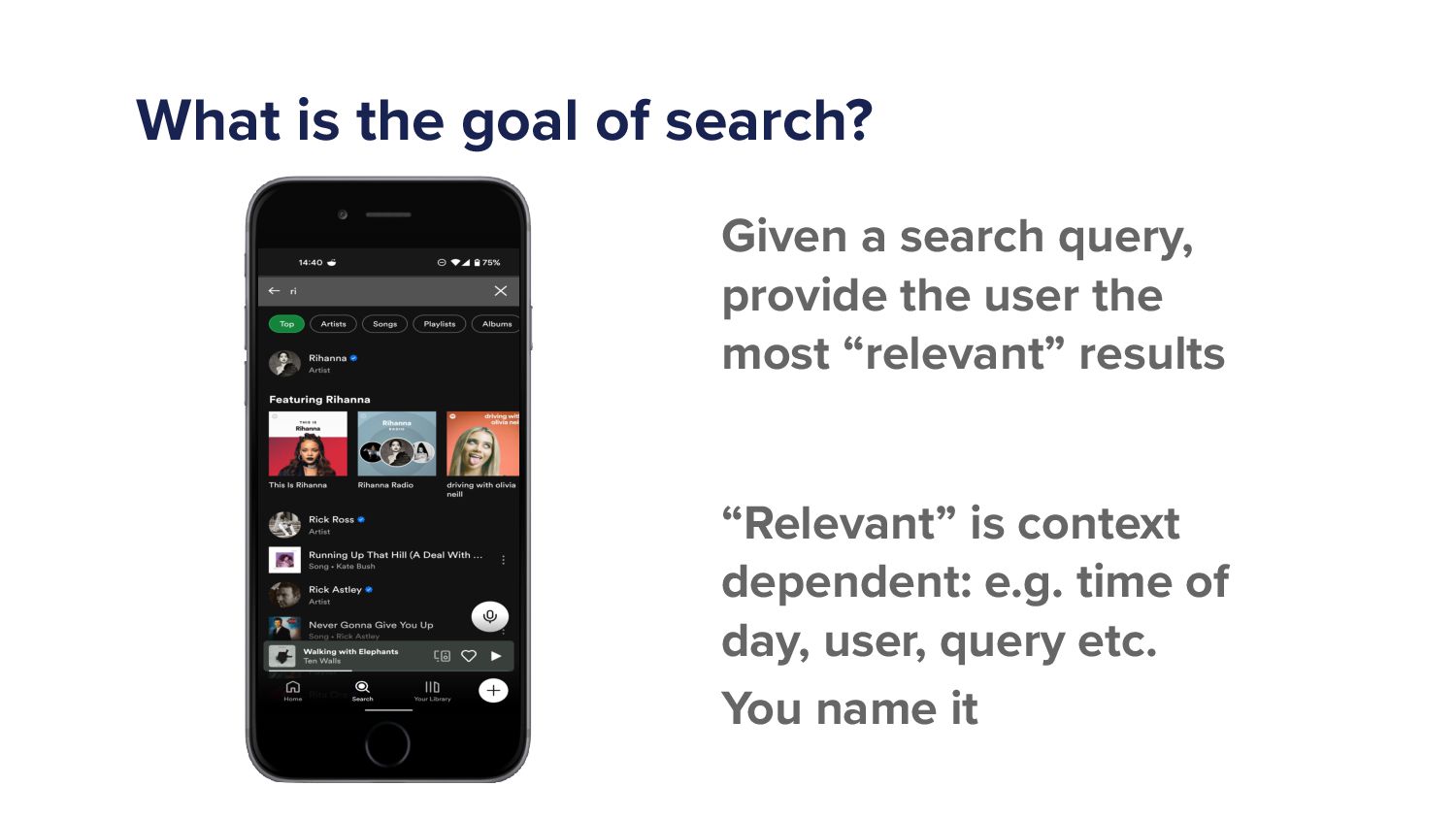 Hello, Is It Me You're Looking For? Improving Spotify Search - slide 4