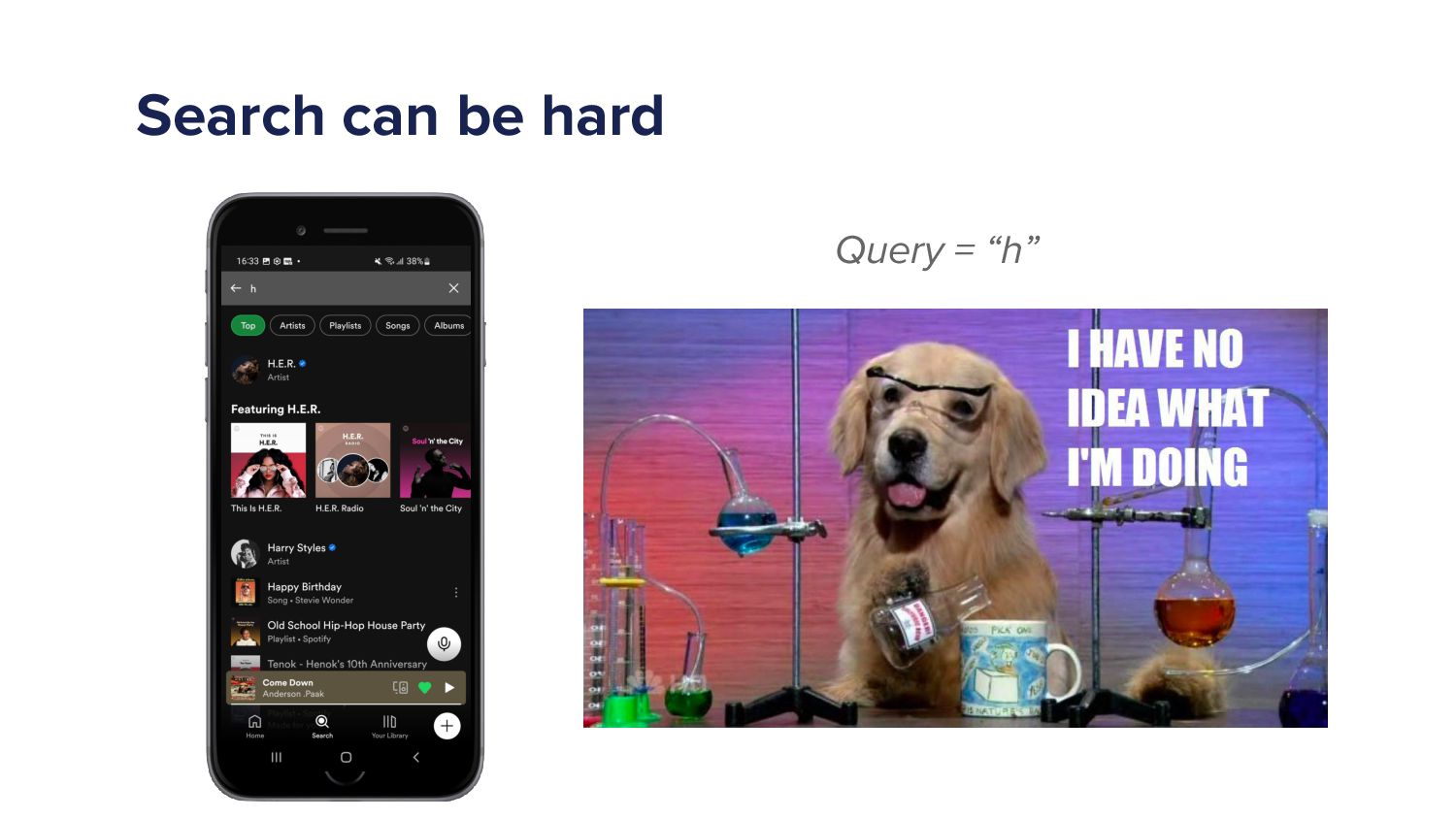 Hello, Is It Me You're Looking For? Improving Spotify Search - slide 42