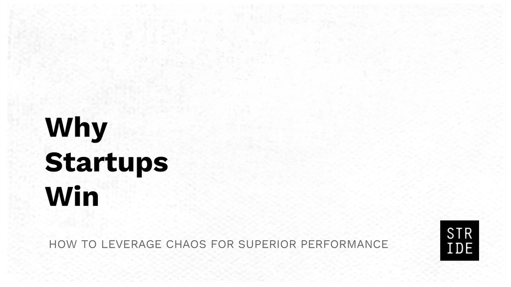 How to Leverage Chaos for Superior Performance - slide 1